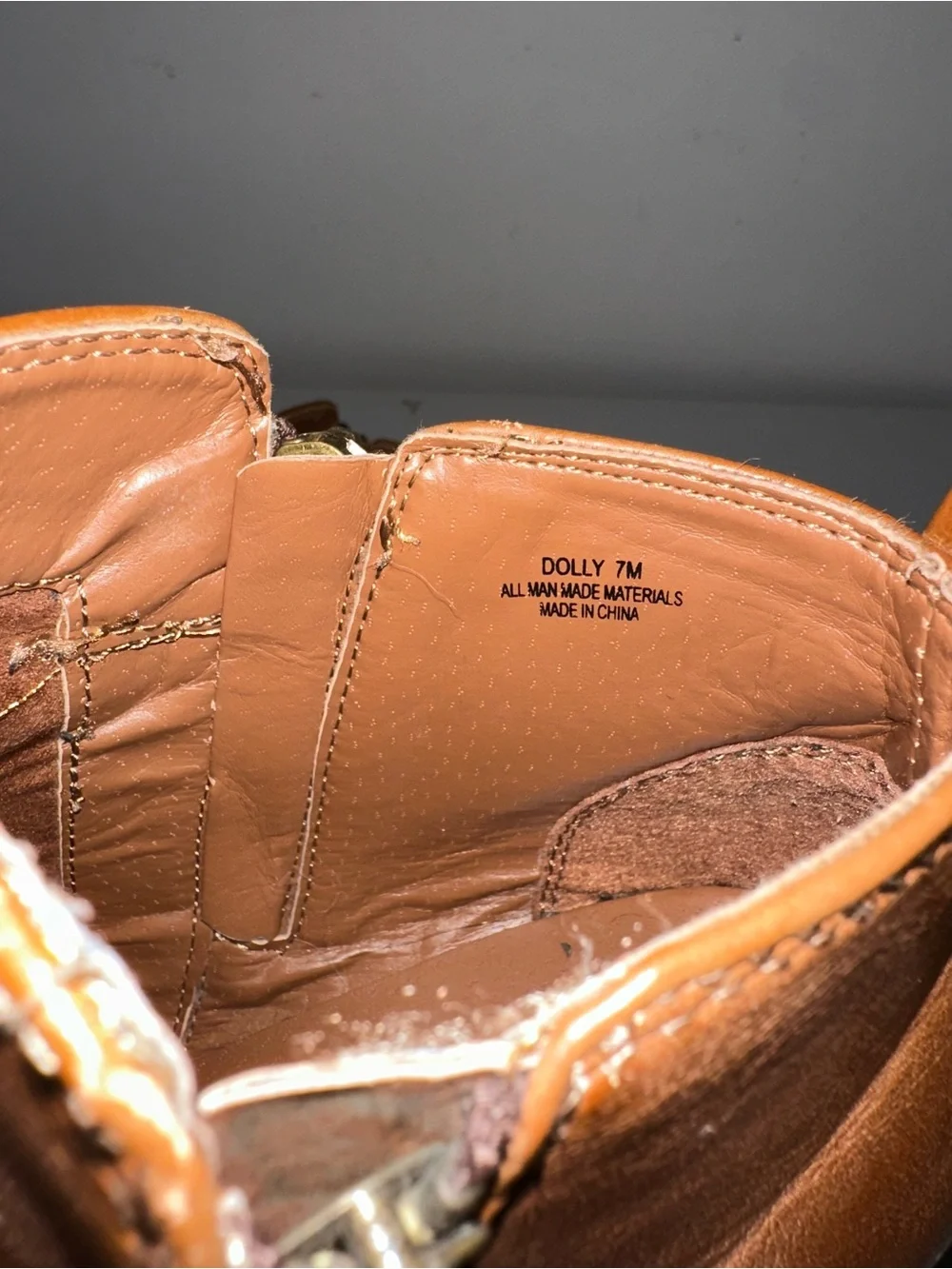 Dollcake Tan Brown Ankle Booties with‎ Side Zip